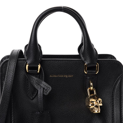 Alexander McQueen Pebbled Calfskin Mini Skull Padlock Zip Around Tote Black 10 of 10