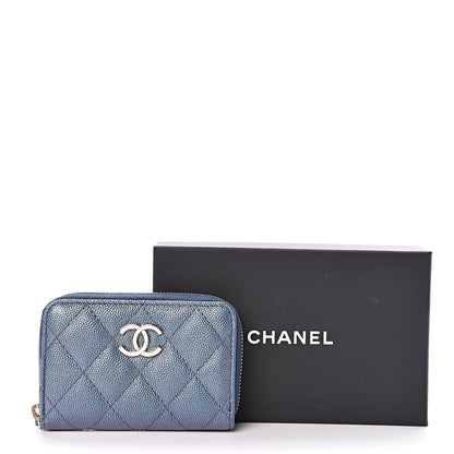 Chanel Iridescent Caviar Quilted Zip Coin Purse Blue 8 of 8