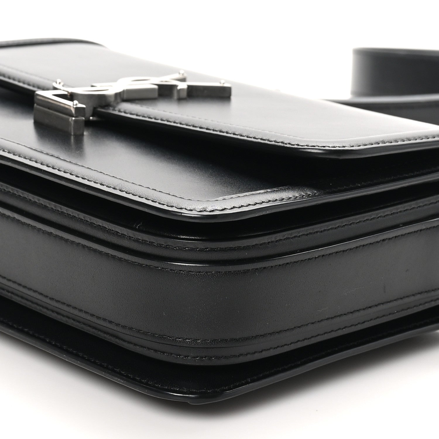 Saint Laurent Box Calfskin Monogram Medium Solferino Satchel Black 10 of 10