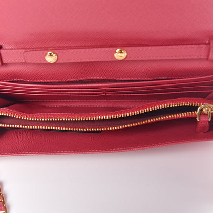 Prada Saffiano Metal Oro Chain Wallet Peonia 5 of 13