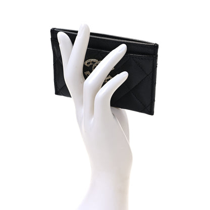 Chanel Caviar Quilted Crystal Card Holder Black 2 of 9