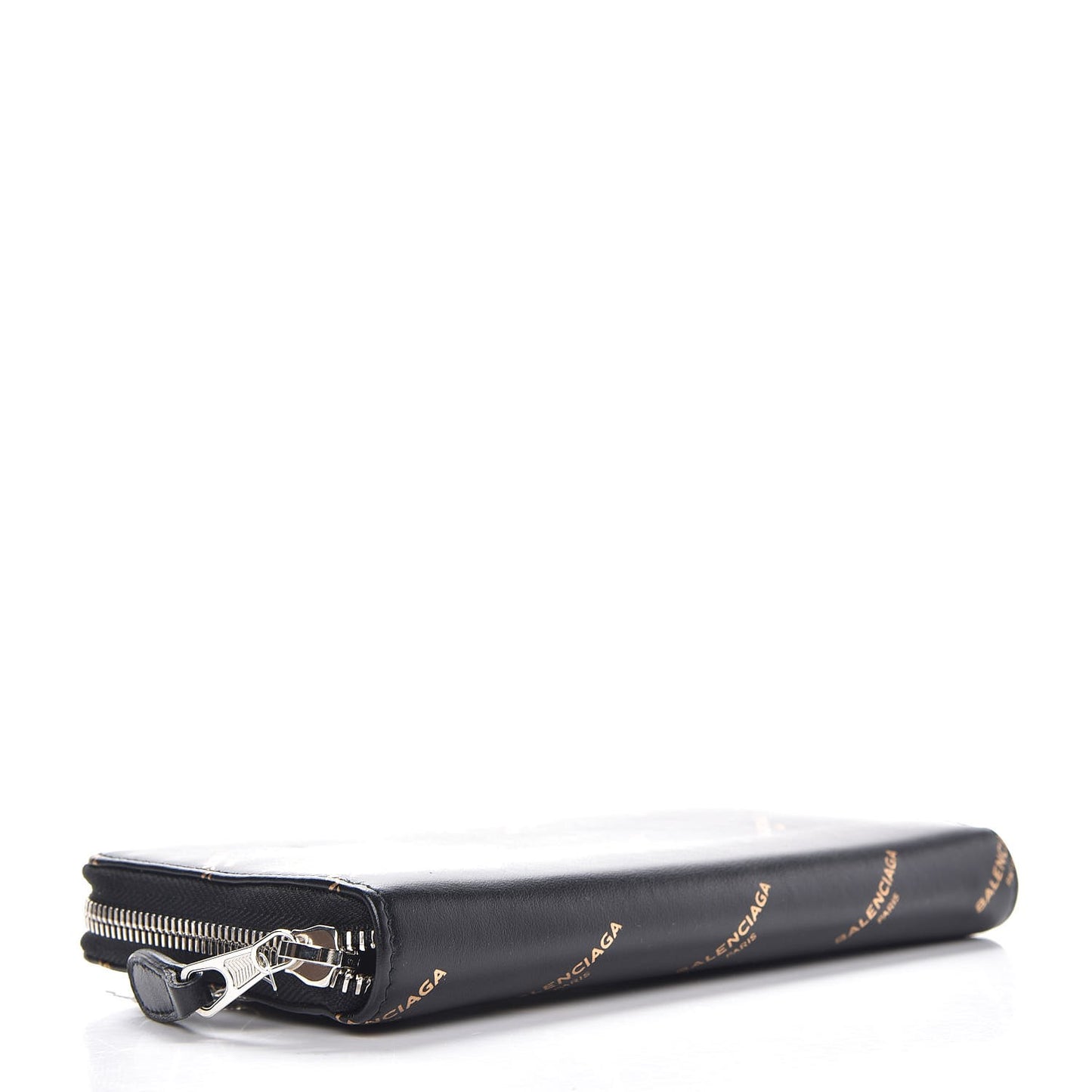 Calfskin Allover Logo Bazar Continental Zip Around Wallet Black Gold