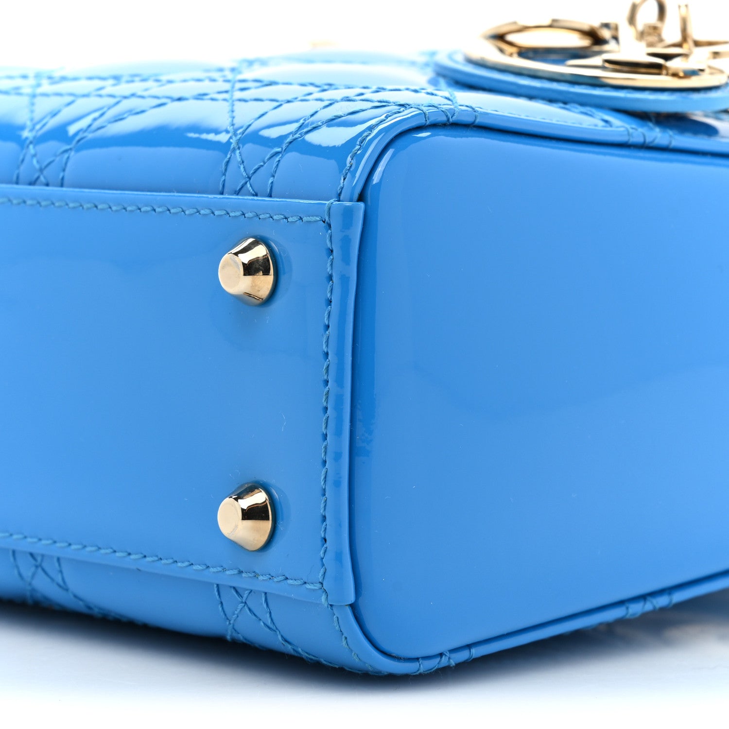 Christian Dior Patent Cannage Mini Lady Dior Blue 8 of 9