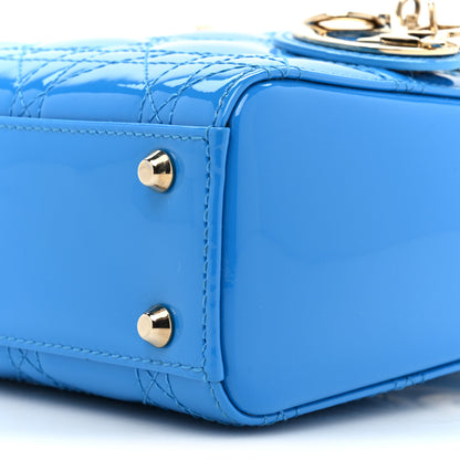 Christian Dior Patent Cannage Mini Lady Dior Blue 8 of 9
