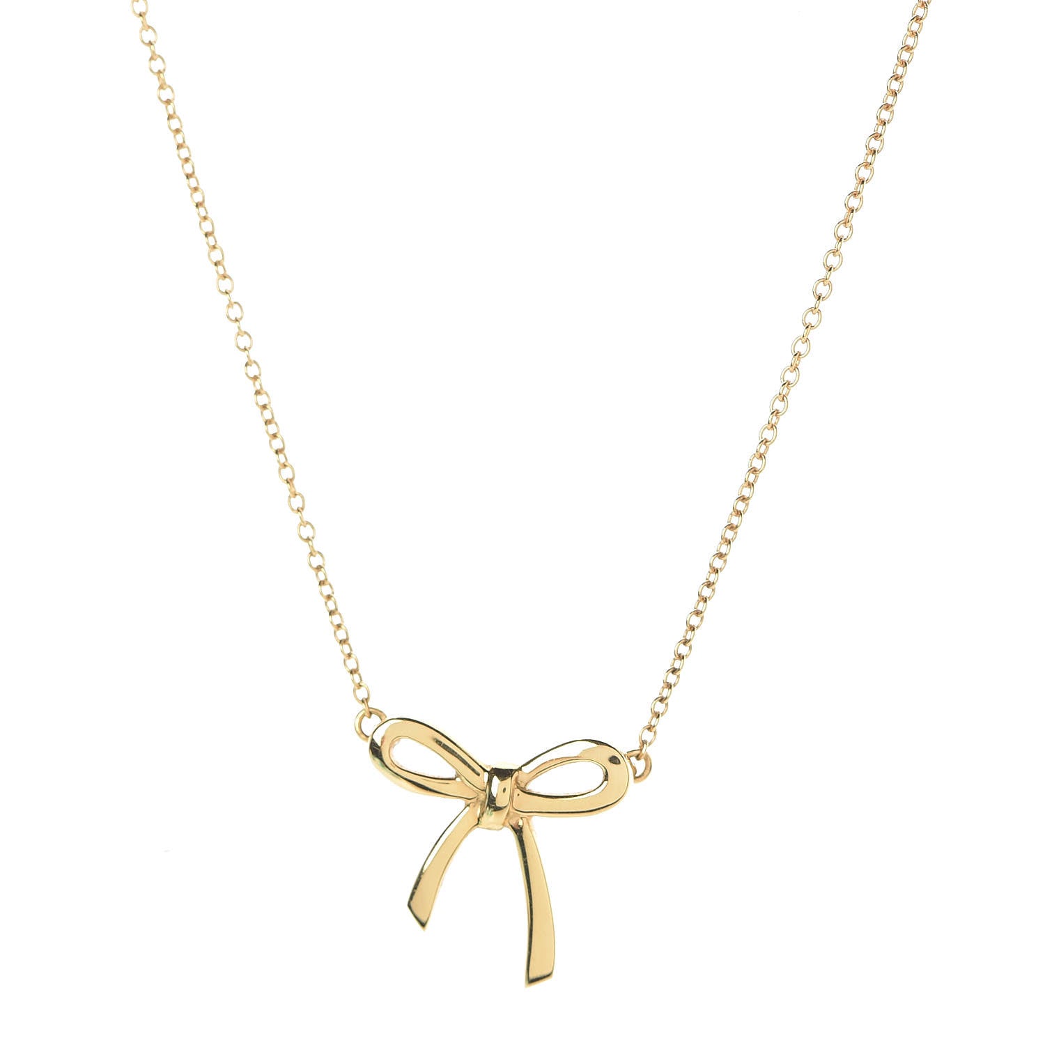 Tiffany 18K Yellow Gold Mini Bow Pendant Necklace 4 of 7