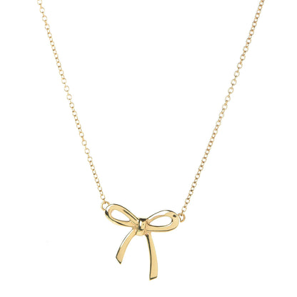 Tiffany 18K Yellow Gold Mini Bow Pendant Necklace 4 of 7