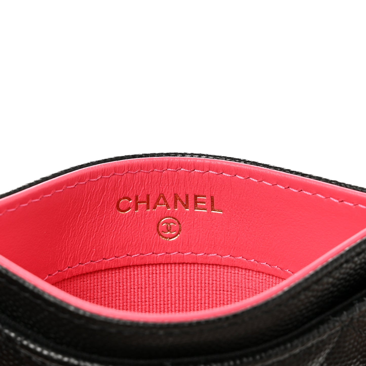 Caviar Metal Perforated Quilted CC Card Holder Black