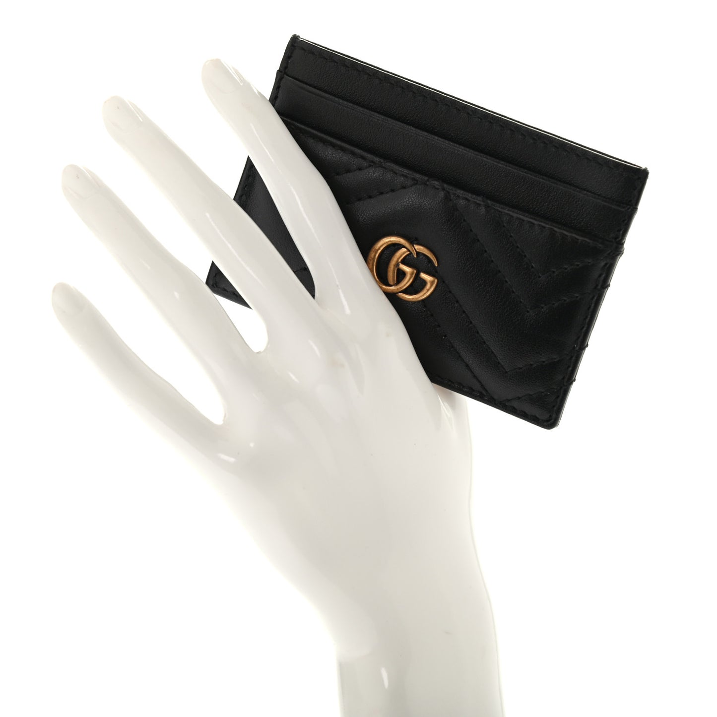 Calfskin Matelasse GG Marmont Card Holder Black