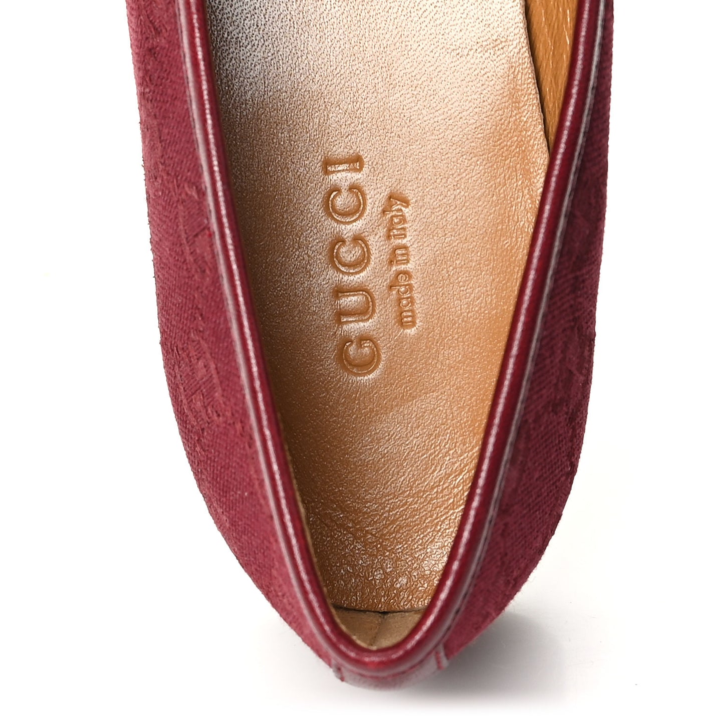 New Canvas GG Monogram Malaga Kid Horsebit Womens Jordaan Loafers 37 Rosso Ancora