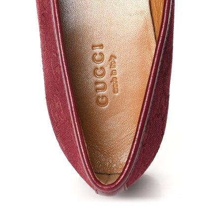 Gucci New Canvas GG Monogram Malaga Kid Horsebit Womens Jordaan Loafers 37 Rosso Ancora 8 of 10