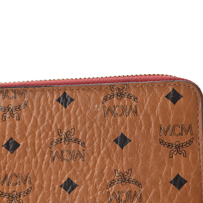 MCM Visetos Large Zip Around Wallet Cognac Red 13 of 17