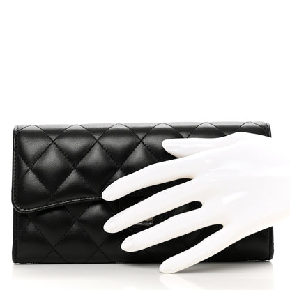 Chanel Lambskin Quilted Large Gusset Flap Wallet Black 2 of 8