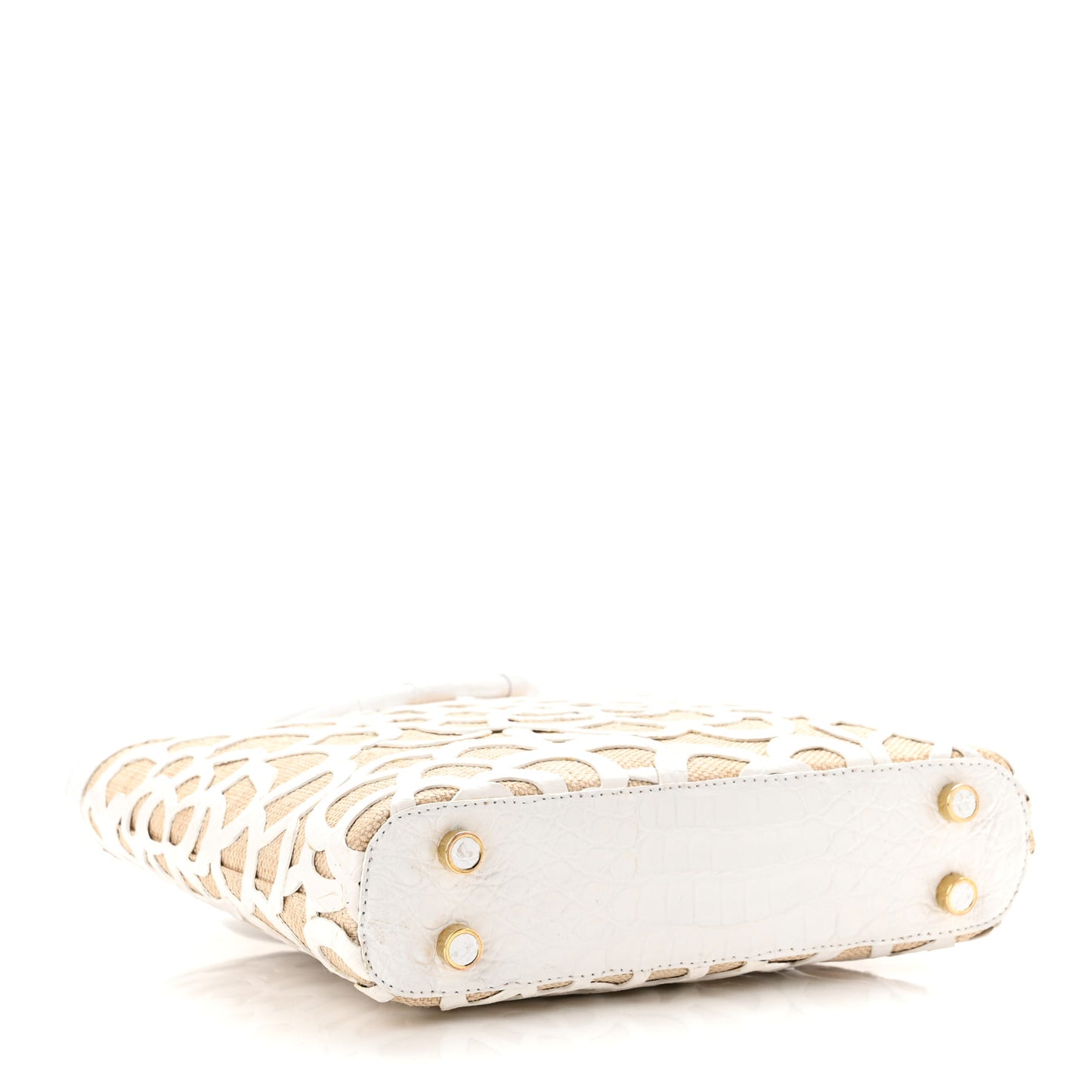 Crocodile Laser Cut Floral Handbag White Natural