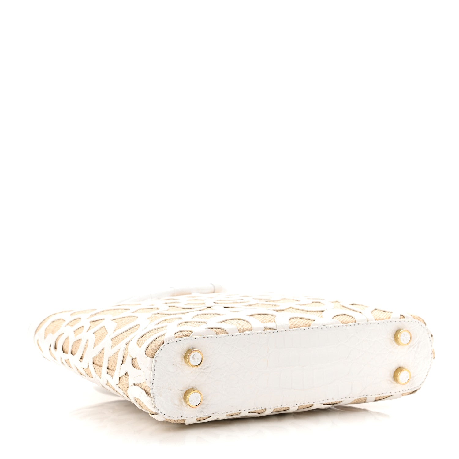 Nancy Gonzalez Crocodile Laser Cut Floral Handbag White Natural 4 of 10