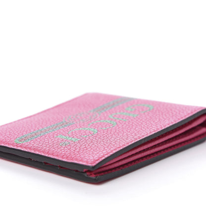 Gucci Grained Calfskin Logo Bi-Fold Wallet Box Pink Green 10 of 11