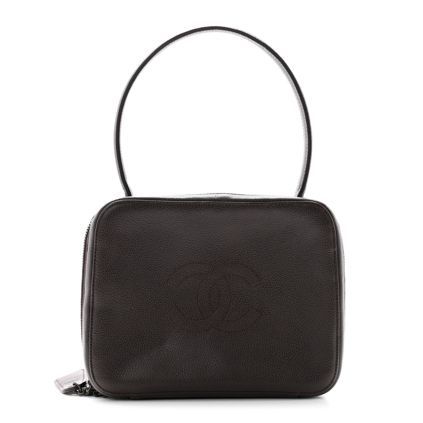 Grained Calfskin Timeless CC Vanity Case Dark Brown