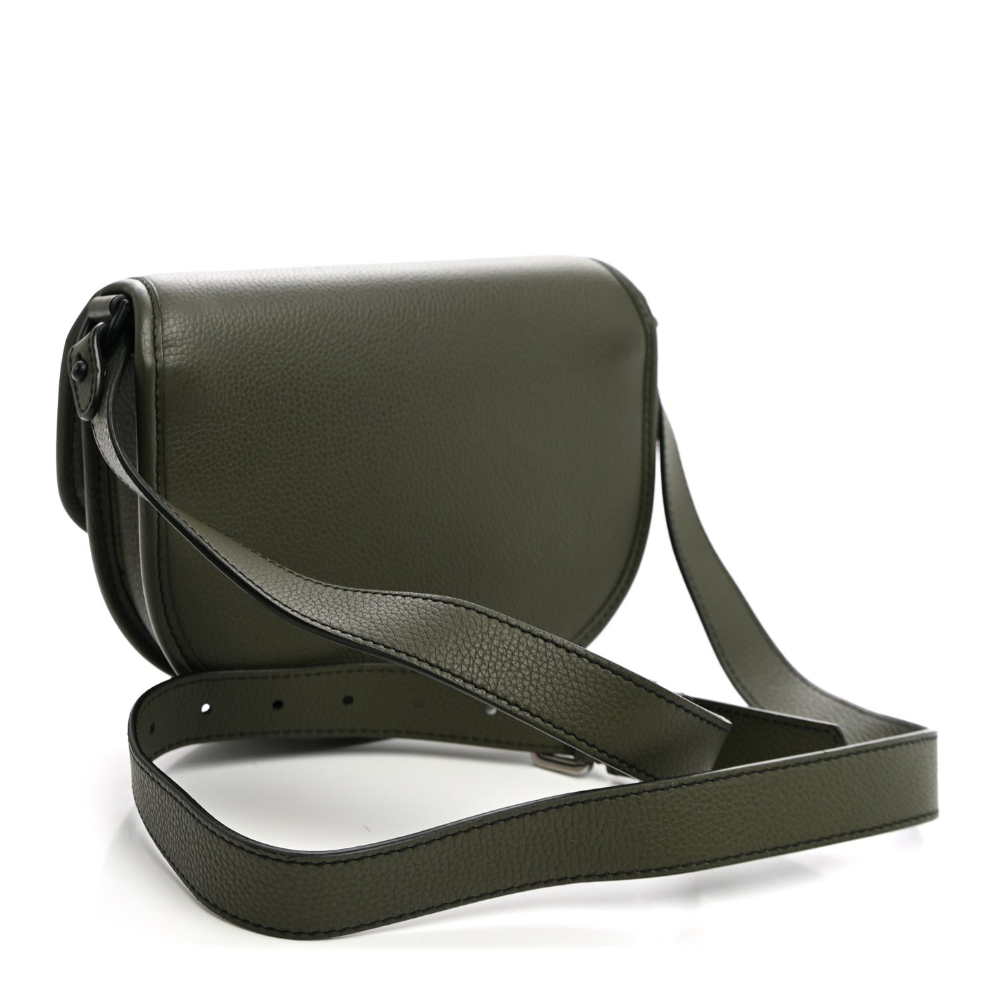 Grained Calfskin Mini Gallop Bag With Strap Green