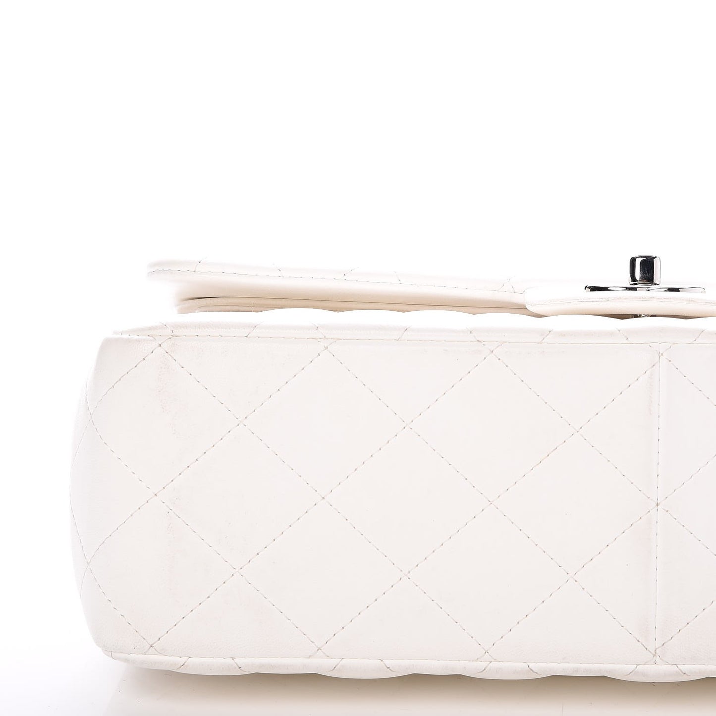 Lambskin Quilted Jumbo Double Flap White