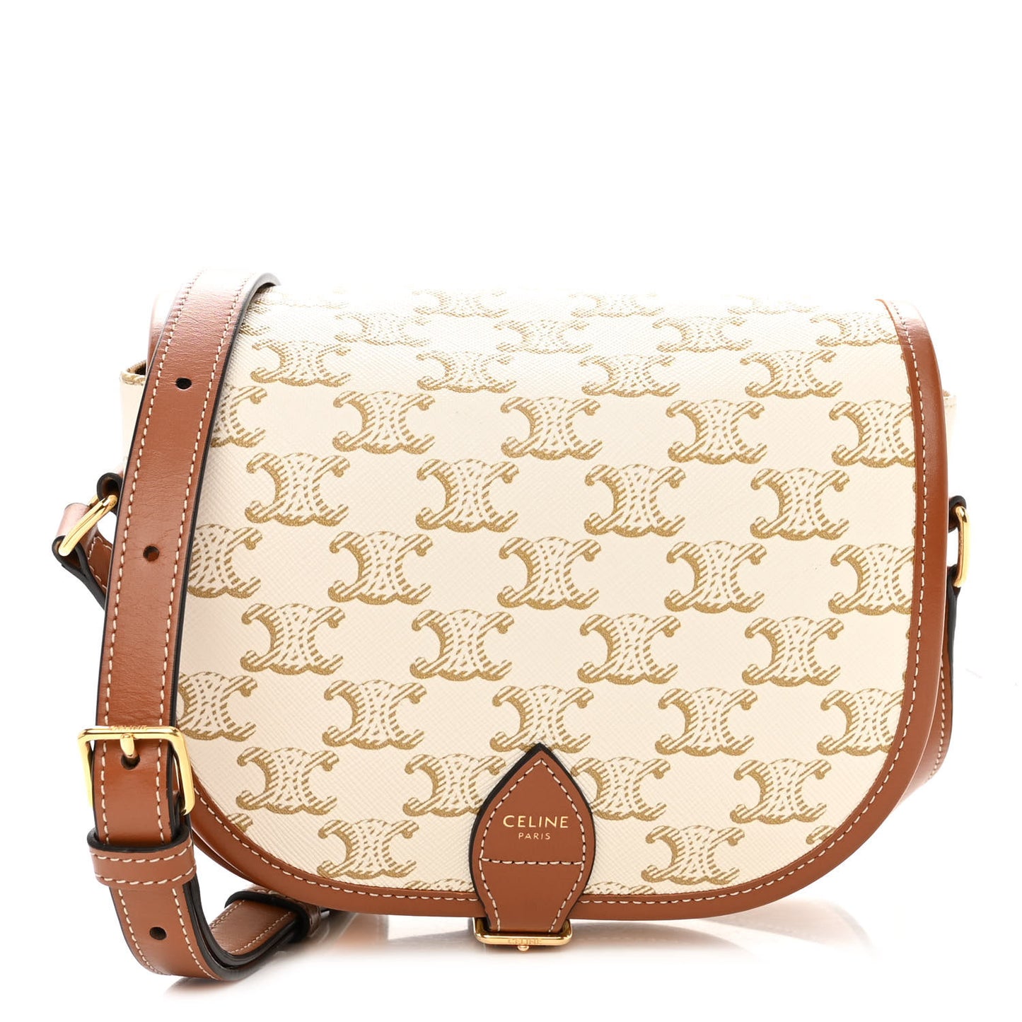 Triomphe Canvas Medium Folco Bag White