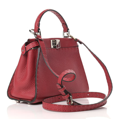 Fendi Cuoio Romano Selleria Bi-Color Mini Peekaboo Iconic Satchel Rosso Camelia 3 of 11