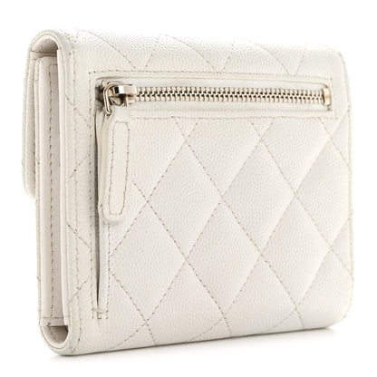 Chanel Caviar Quilted Compact Flap Wallet White 3 of 9