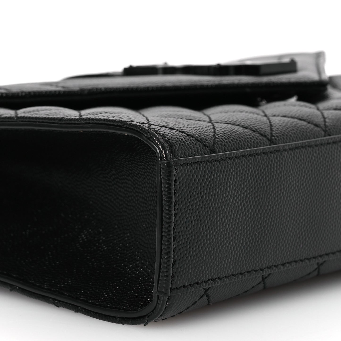 Grain De Poudre Textured Mixed Matelasse Triquilt Medium Monogram Monochrome Satchel Black