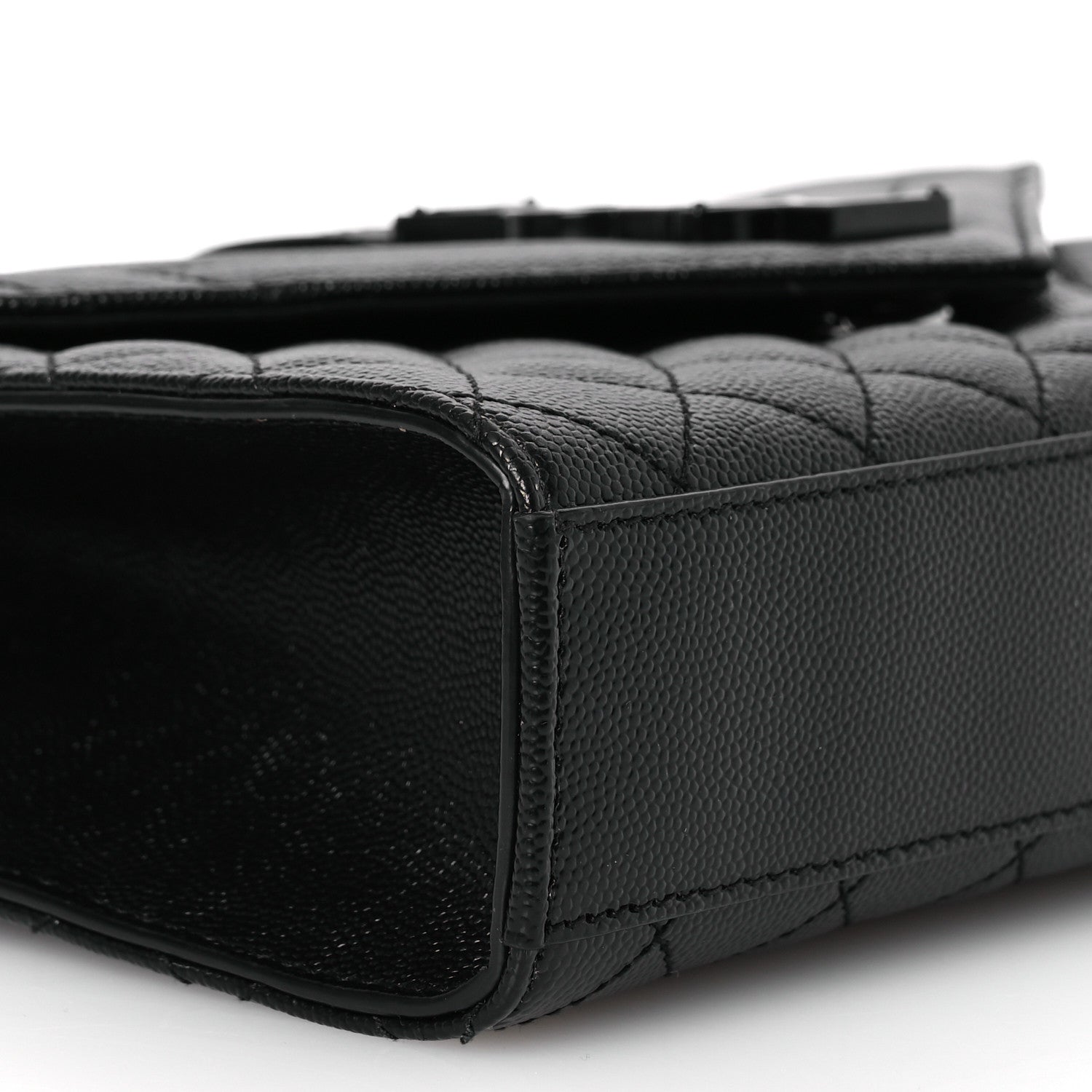 Saint Laurent Grain De Poudre Textured Mixed Matelasse Triquilt Medium Monogram Monochrome Satchel Black 9 of 10