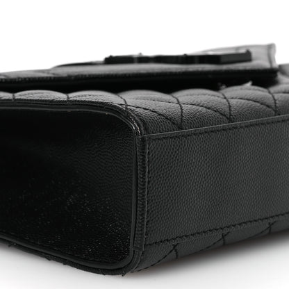 Saint Laurent Grain De Poudre Textured Mixed Matelasse Triquilt Medium Monogram Monochrome Satchel Black 9 of 10