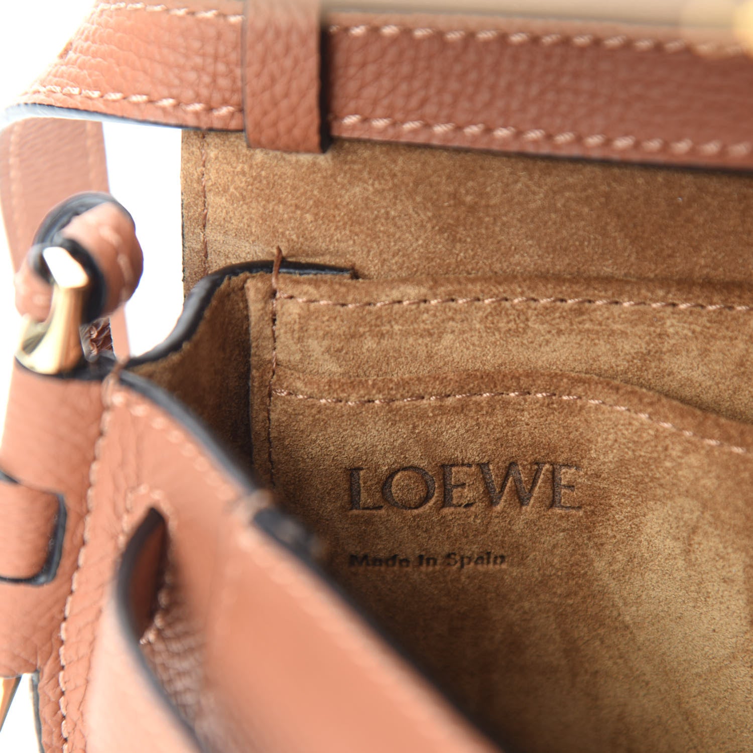 Loewe Pebble Grain Calfskin Mini Gate Dual Bag Tan 8 of 10