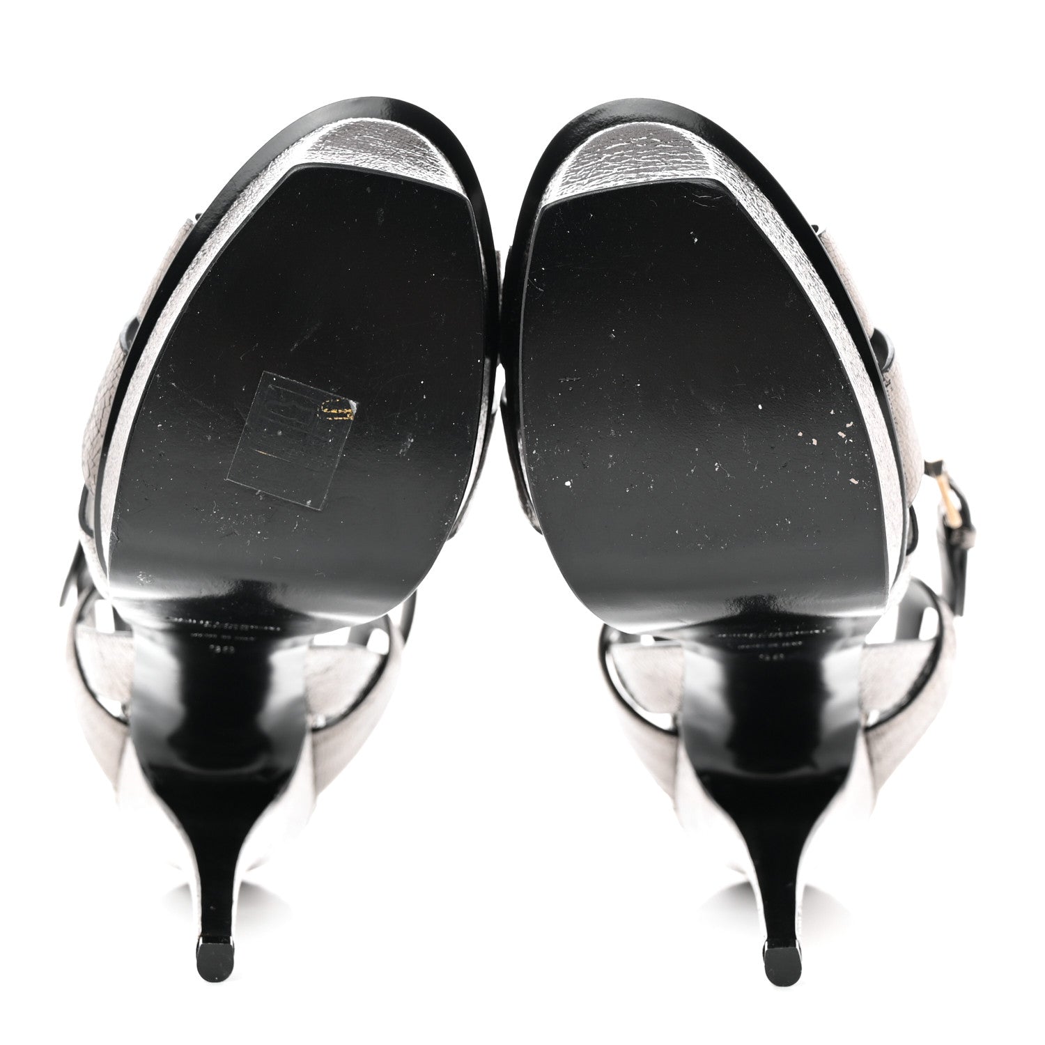 Saint Laurent Metallic Supercrack Calfskin Tribute 105 Platform Sandals 39 Gunmetal 5 of 17