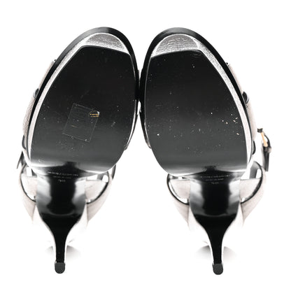 Saint Laurent Metallic Supercrack Calfskin Tribute 105 Platform Sandals 39 Gunmetal 5 of 17