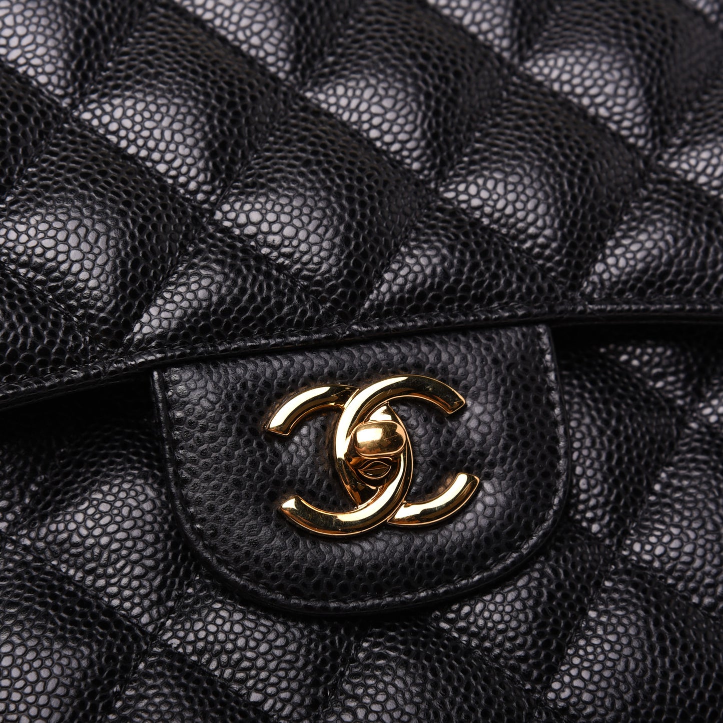 Caviar Quilted Jumbo Double Flap Black