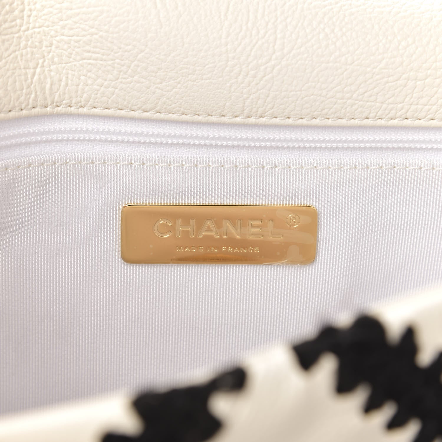 Chanel Calfskin Crochet Medium 19 Flap White Black 6 of 10