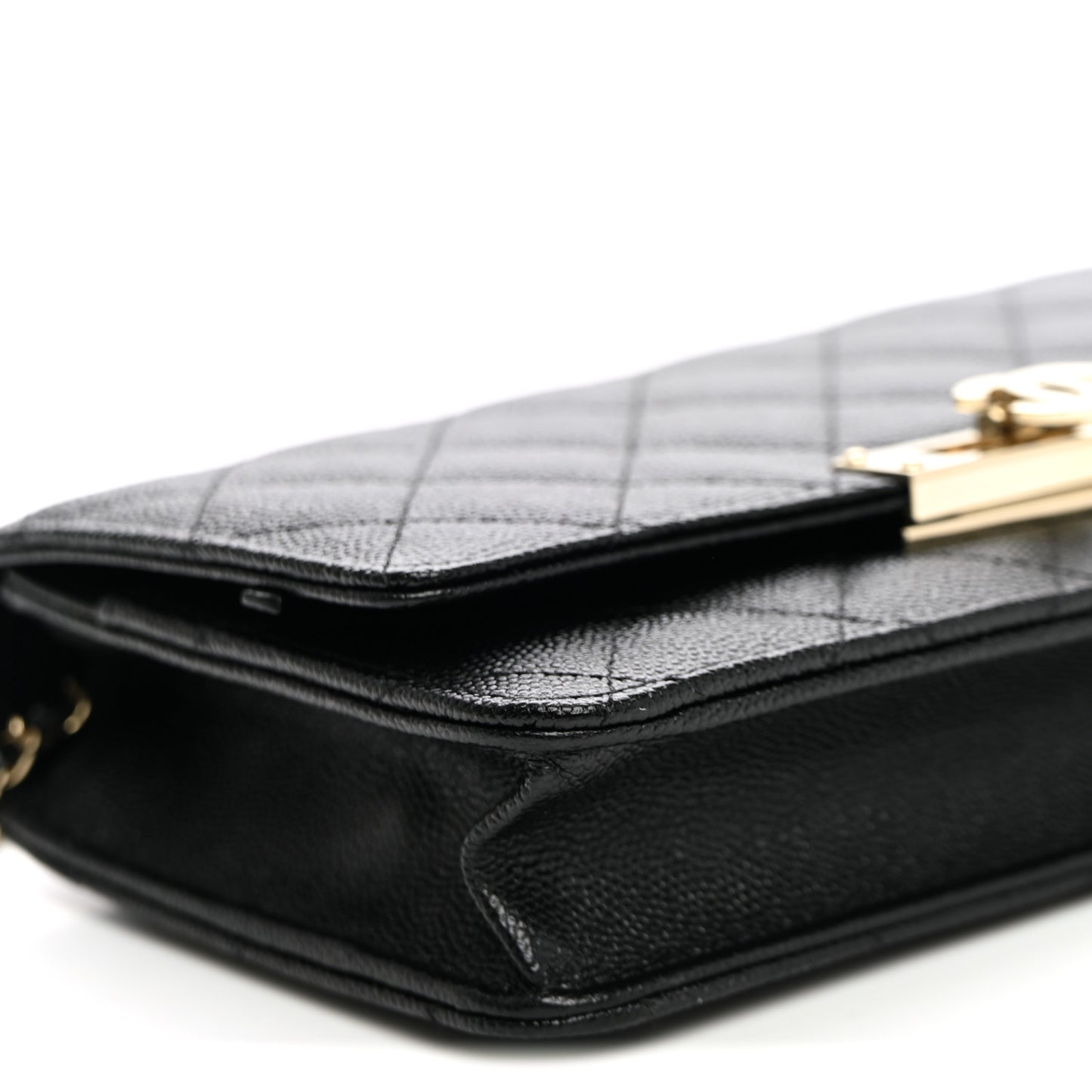Caviar Quilted Golden Class Wallet On Chain WOC Black