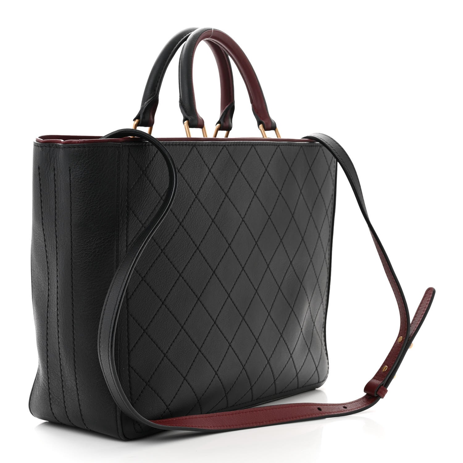 Chanel Bullskin Stitched Bi-Color Large Shopping Tote Black 3 of 12