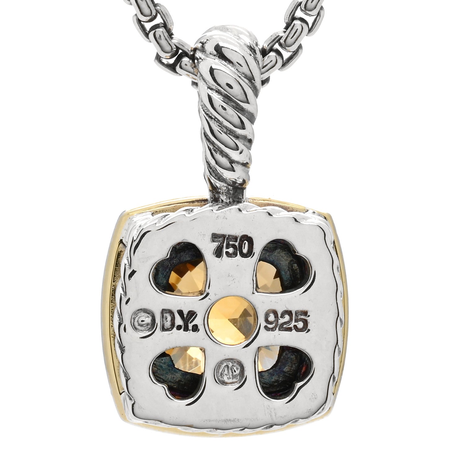 David Yurman Sterling Silver 18K Yellow Gold Diamond Citrine Yellow Sapphire 7mm Petite Albion Necklace 4 of 4