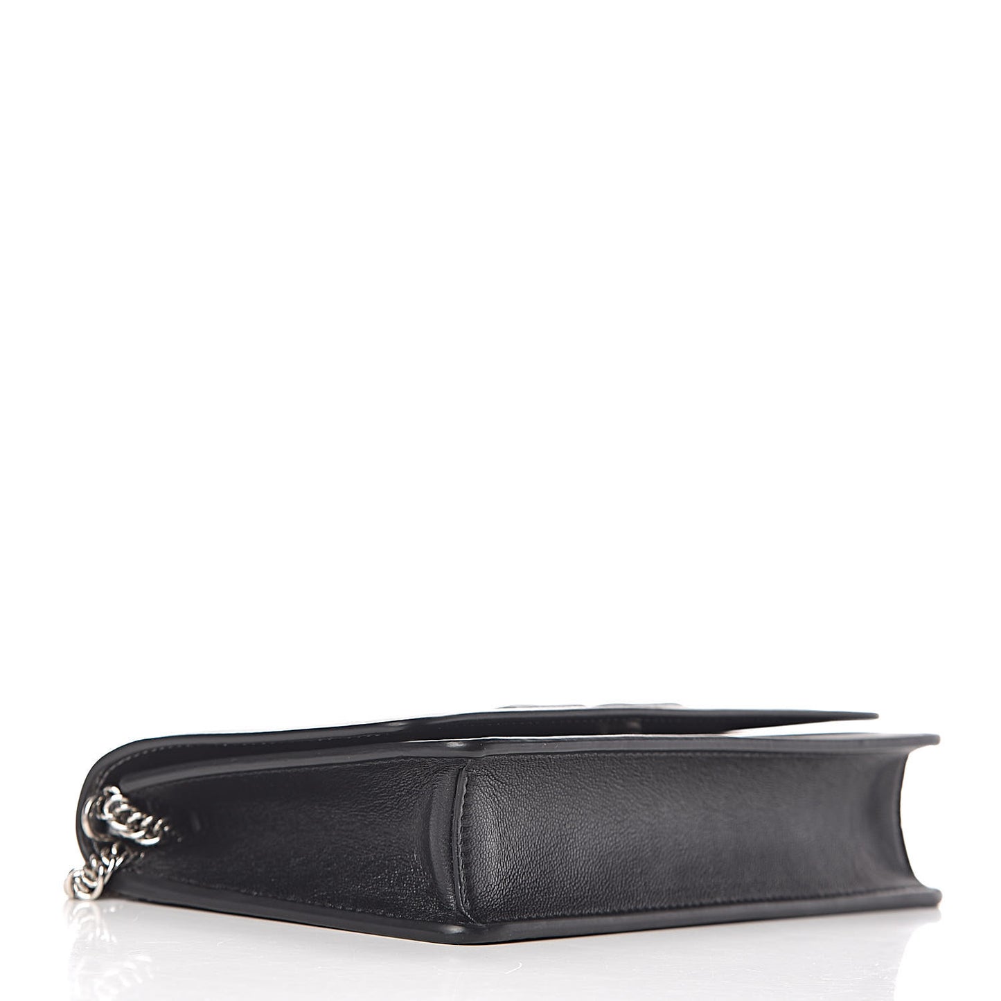 Lambskin Emblem Chain Wallet Black