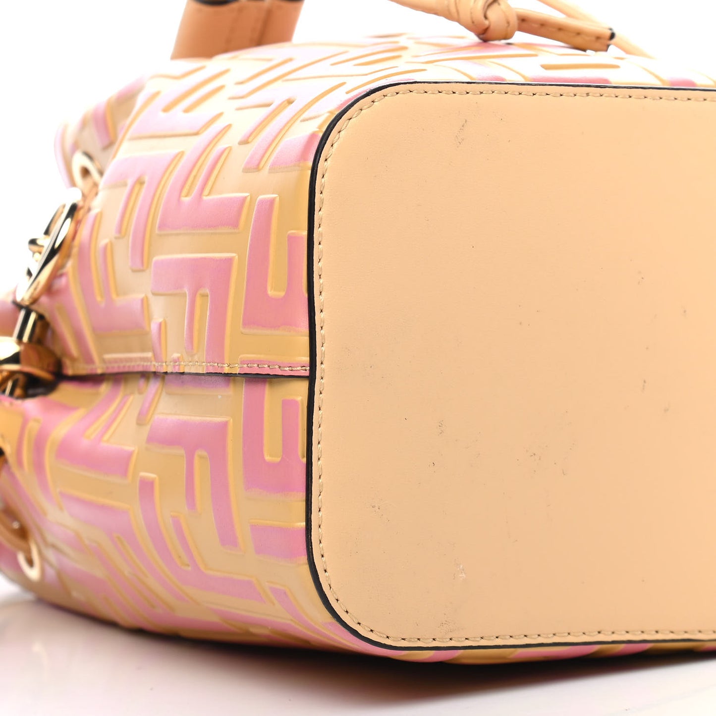 Vitello Liberty F is Fendi Bi-Color FF 1974 Embossed Mini Mon Tresor Bucket Bag Savana Lollypop