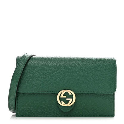 Gucci Dollar Calfskin Interlocking G Chain Wallet Emerald 1 of 9