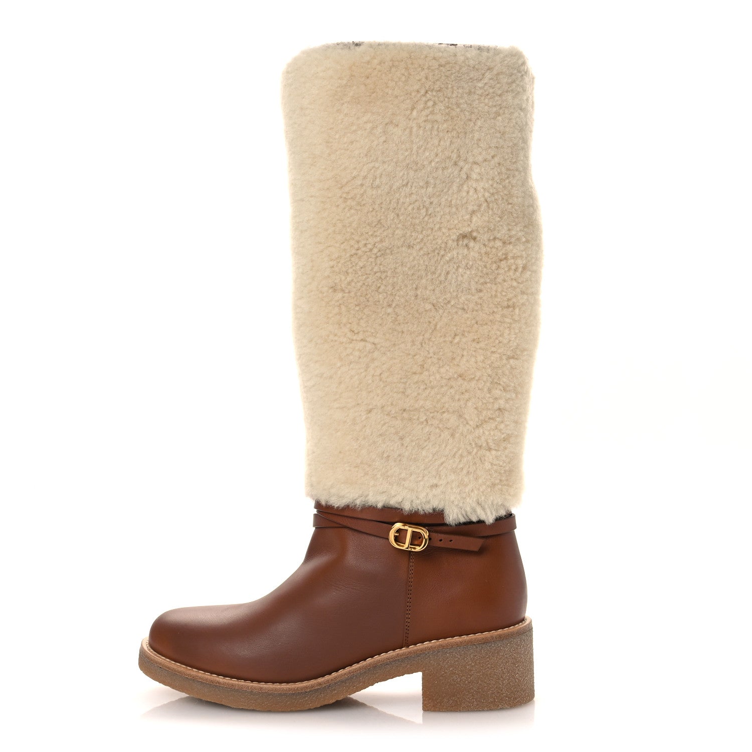 Christian Dior Calfskin Shearling D-Furious Boots 40.5 Dark Tan 1 of 10