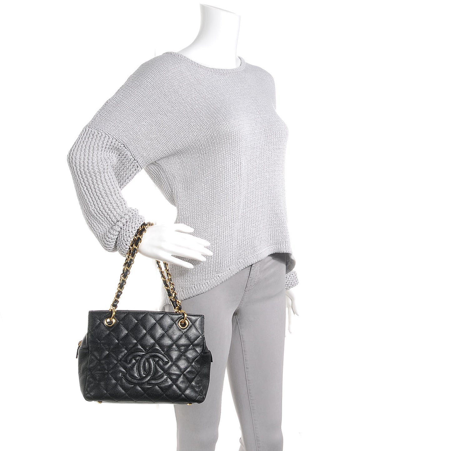 Caviar Quilted Petit Timeless Tote PTT Black