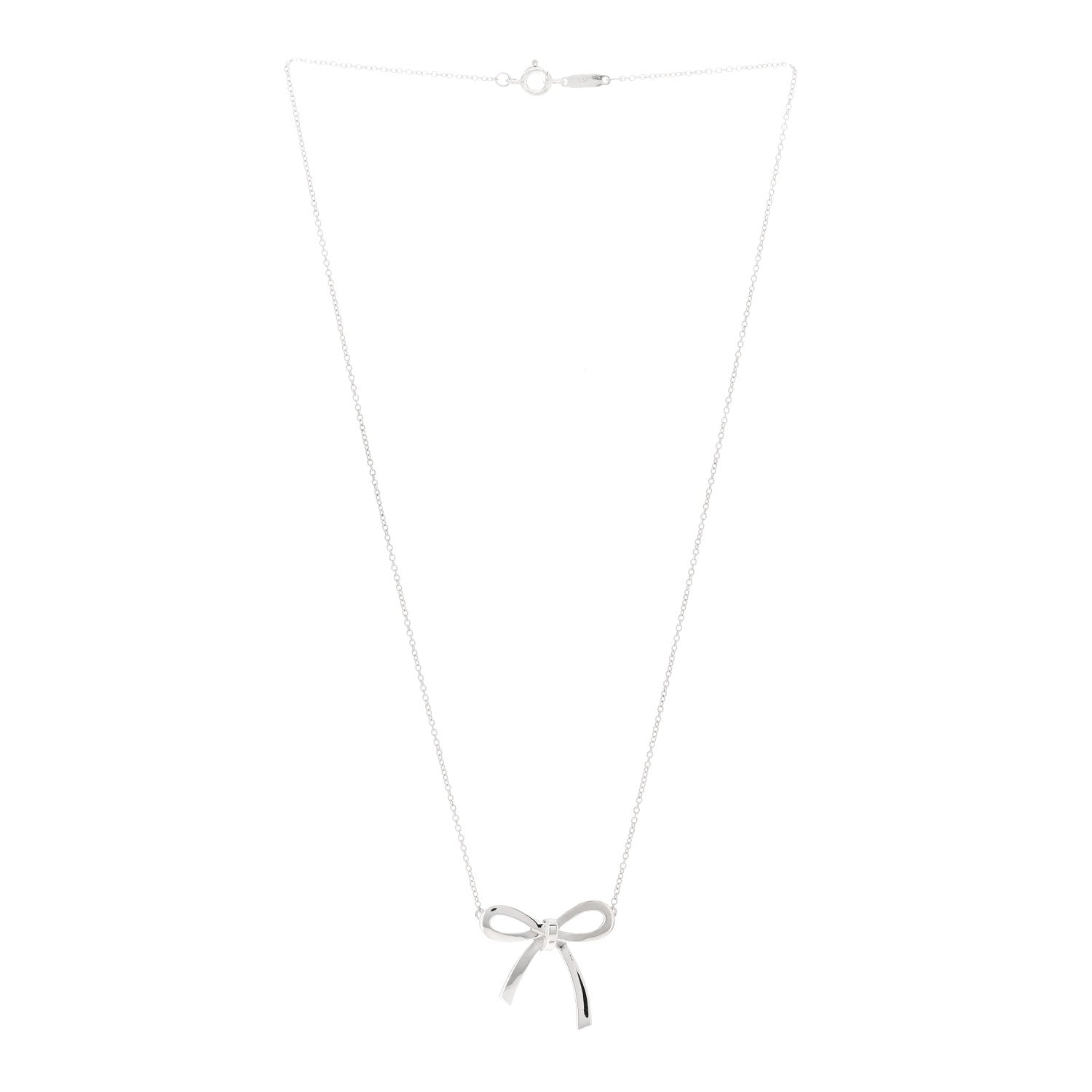 Tiffany Sterling Silver Bow Pendant Necklace 3 of 5