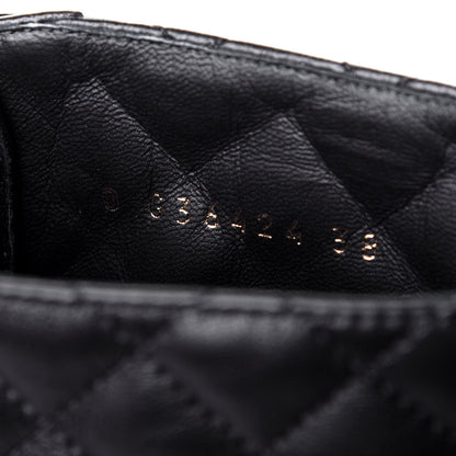 Chanel Shiny Lambskin Quilted Lace Up Combat Boots 38 Black 10 of 12