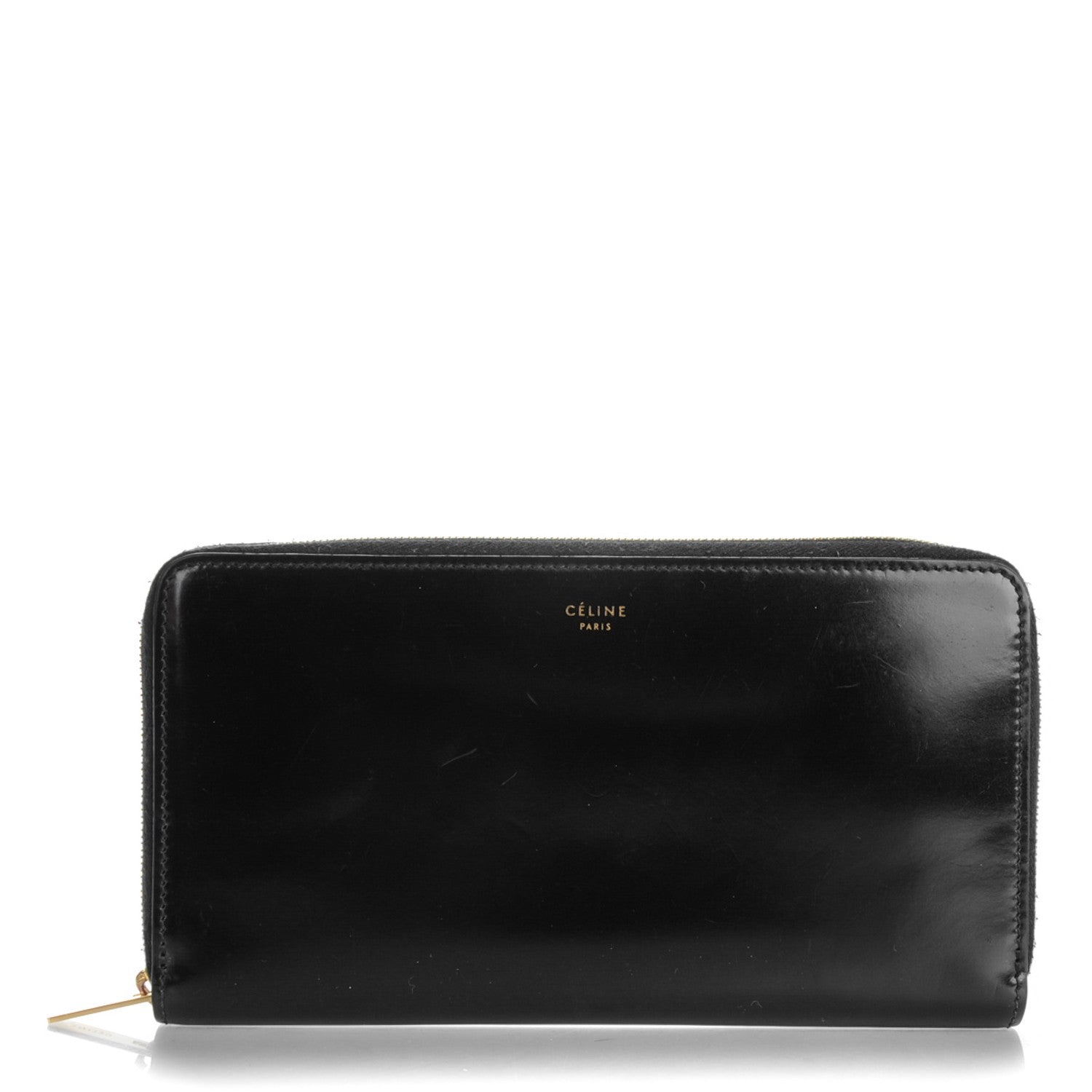 Celine Spazzolato Calfskin Large Zip Around Multifunction Wallet Black 1 of 8