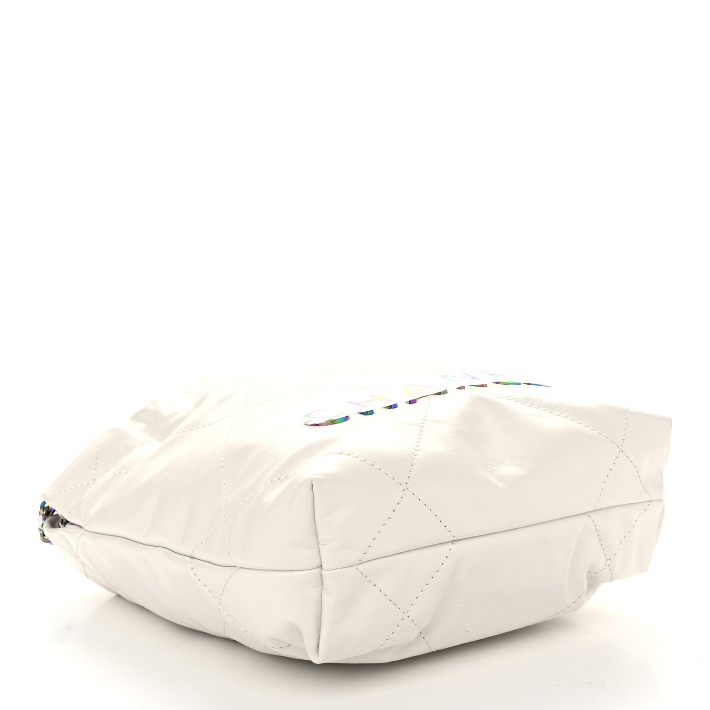 Shiny Calfskin Quilted Rainbow Mini Chanel 22 White