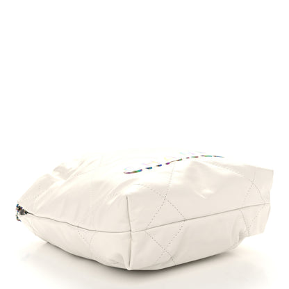 Chanel Shiny Calfskin Quilted Rainbow Mini Chanel 22 White 4 of 10