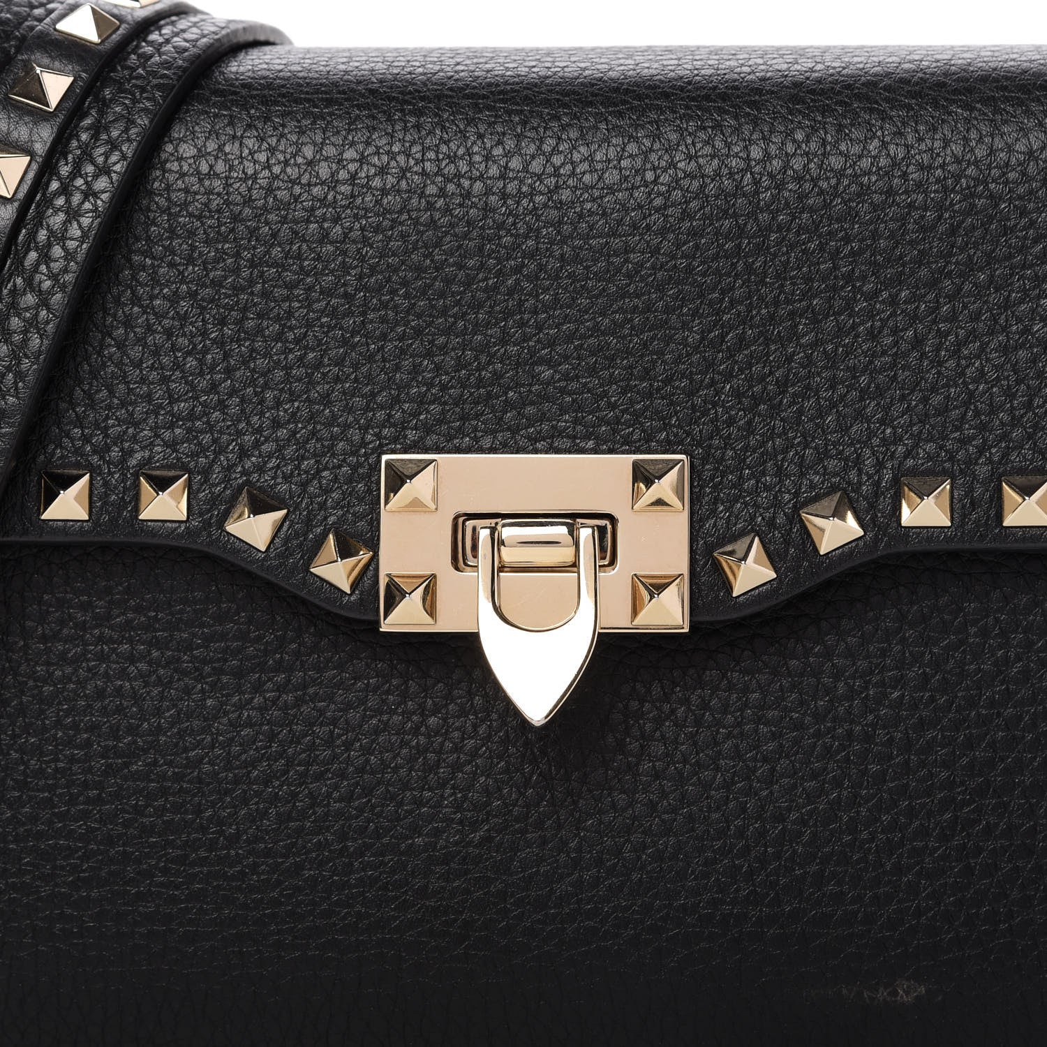 Valentino Garavani Pebbled Calfskin Rockstud Flap Saddle Bag Black 10 of 10