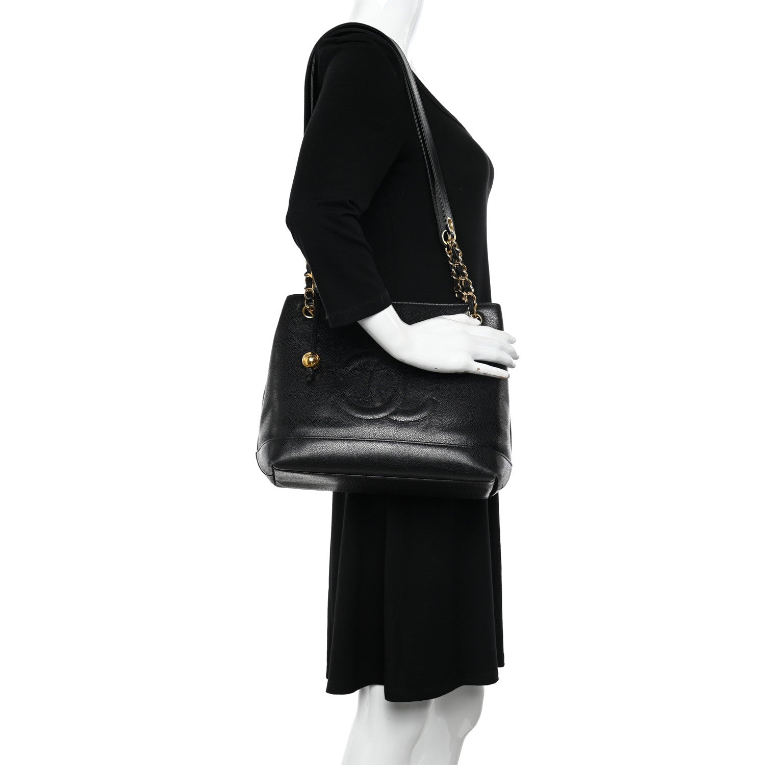 Chanel Caviar Large CC Shoulder Bag Black 2 of 17