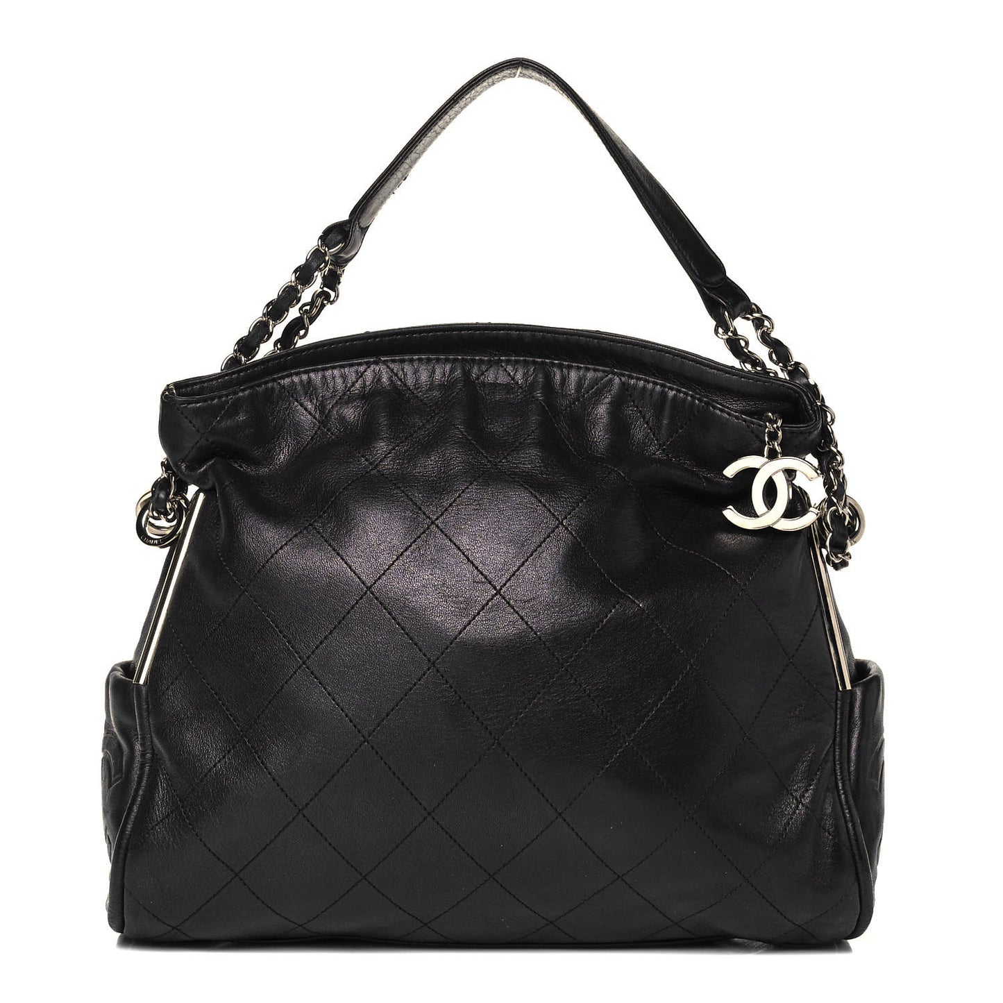 Lambskin Stitched Medium Ultimate Soft Tote Black