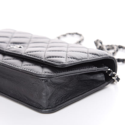 Chanel Iridescent Aged Calfskin Quilted Tassel Wallet On Chain WOC Dark Silver 10 of 12